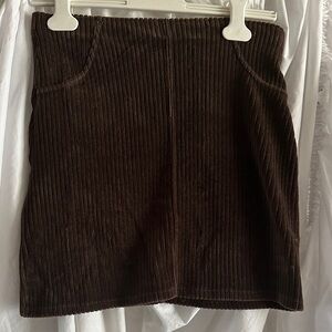 HUE Chocolate Brown Corduroy Mini Skirt